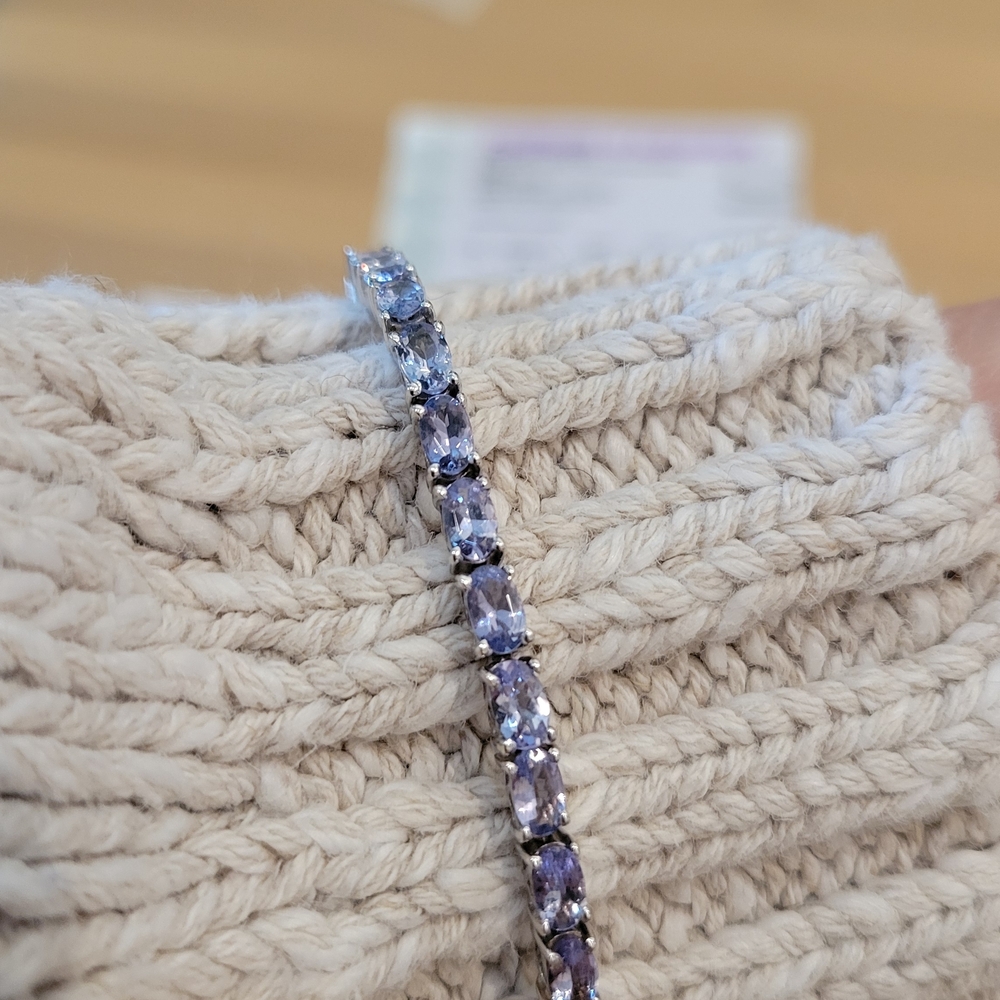 Elegant AA Tanzanite Sterling Silver Tennis Bracelet